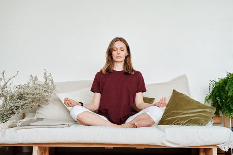 a woman meditating