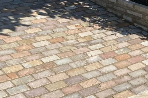 raj green sandstone cobbles used for a driveway