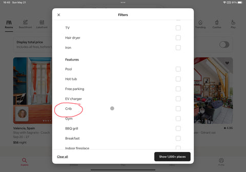 Airbnb crib filter