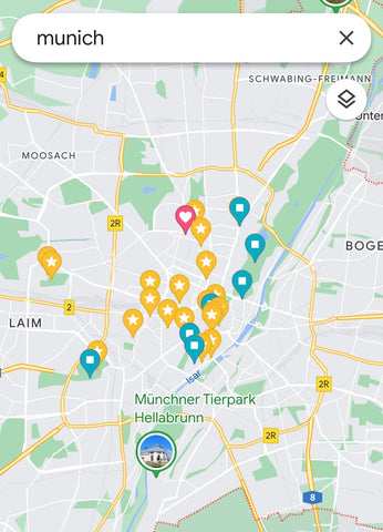 sample map of Munich with saved locations