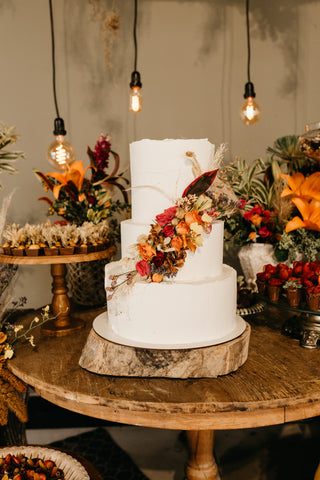 Dried flowers on cake