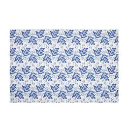Blue and White Leaves and Acorns Towel