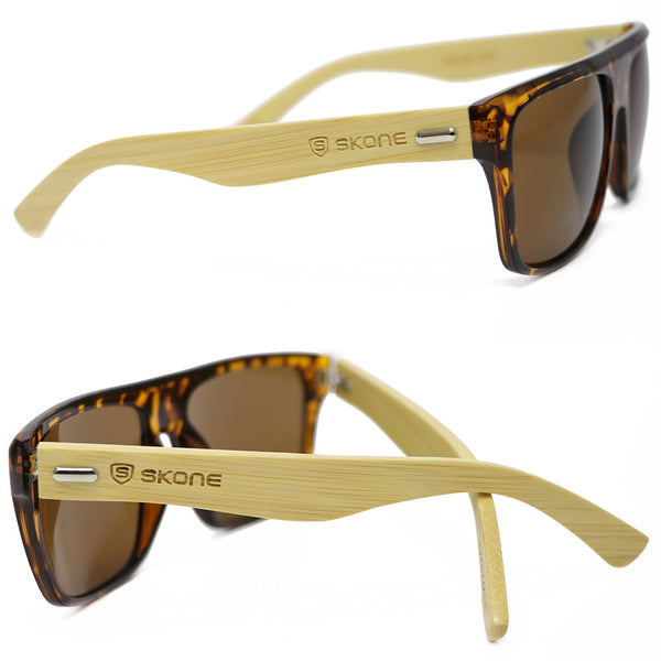 Skone Aitutaki Tortoise Shell UV400 Bamboo Sunglasses - Smokey Brown