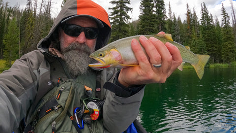 Beautiful wilderness lake cutthroat landed while using the Backpacker Pro ultralight float tube