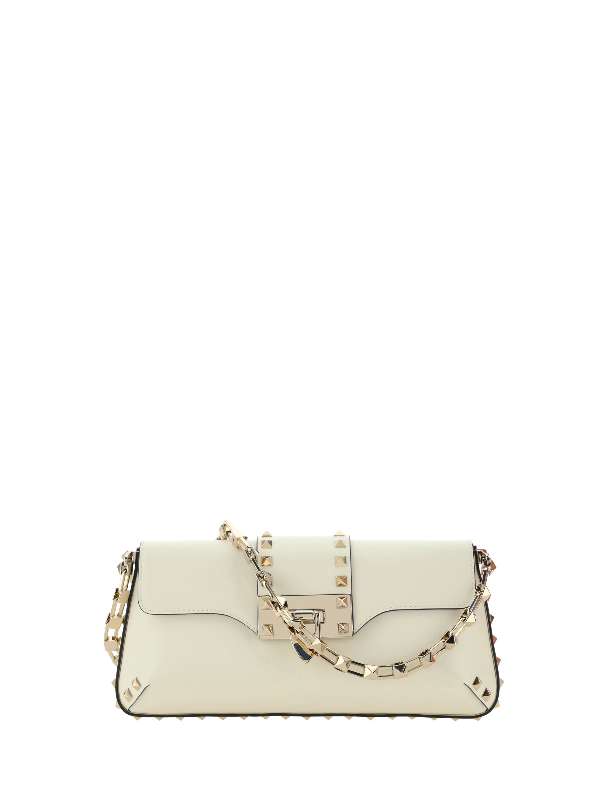 VALENTINO Garavani Rockstud Leather Crossbody Bag Ivory