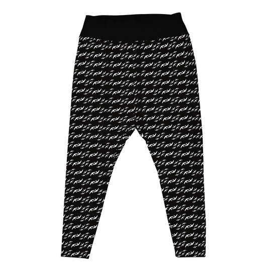 Black and White All-Over Print Plus Size Leggings