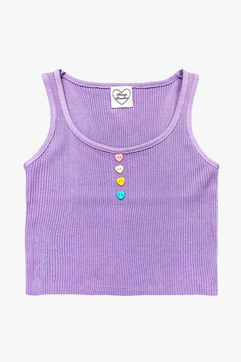 Pastel Color Heart Buttons Crop - Aesthetic Clothes