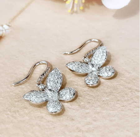 Silver single Butterfly Earrings