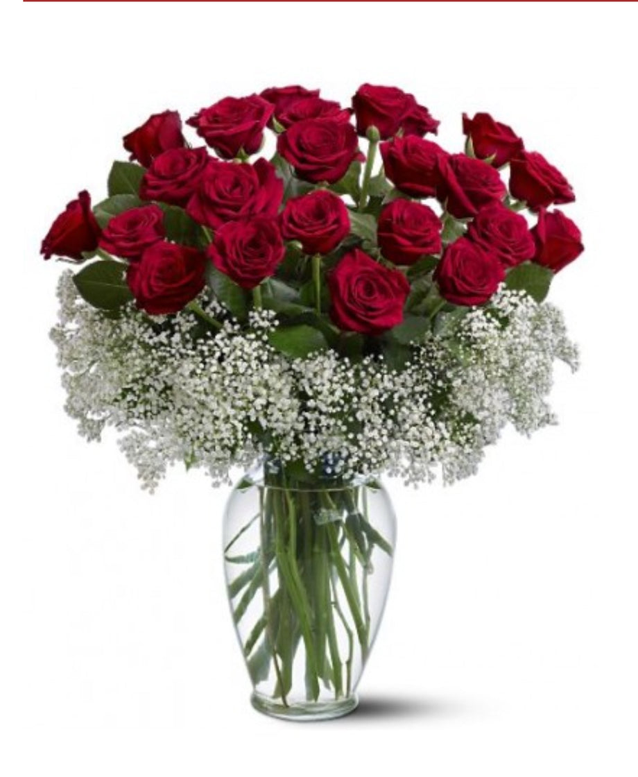 Vase - 25 Roses Rouges – Rita Fleuriste St-Hyacinthe