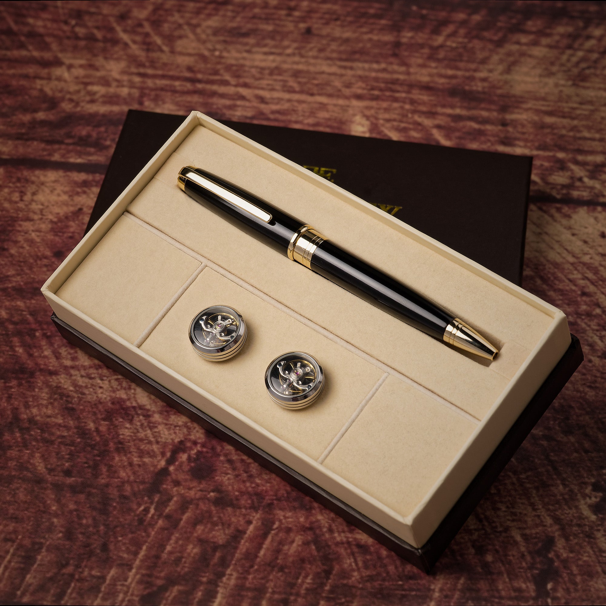 Tourbillon Cufflink And Pen Set