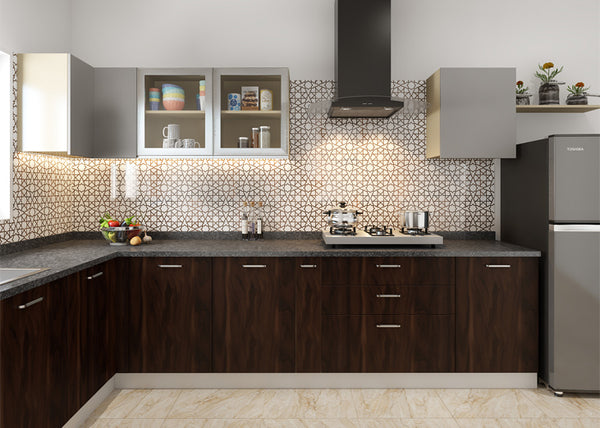 Brown-coloured kitchen cabinet with a modern appeal
