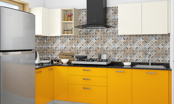 Modern kitchen design with contrasting colours for a simple look