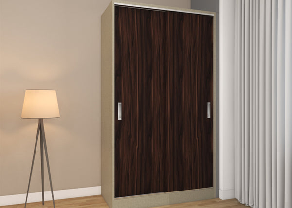 Bedroom wardrobe colour combination in ebony wood brown for a sleek look