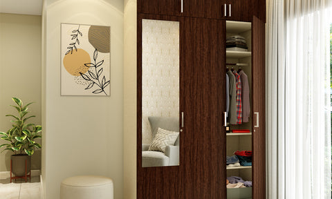 Wooden bedroom wardrobe design in ebony colour