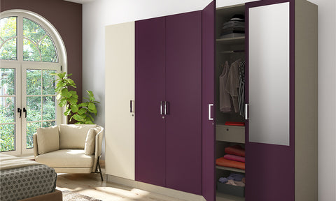 Modern wardrobe design featuring a mirror as a dressing area