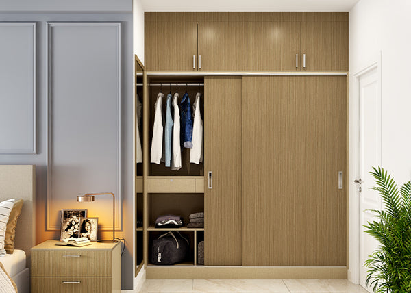 Sliding wardrobe with mirror on the side gives that extra clean look and attached loft