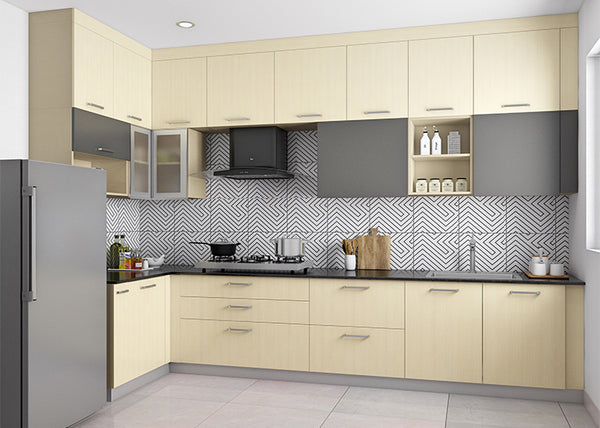 Small simple kitchen design with breakfast bar for seamless functioning
