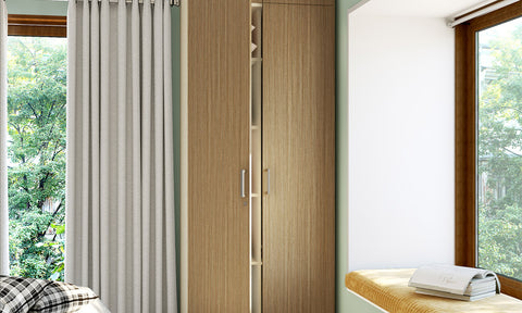 Tall master bedroom wardrobe design for maximising storage space