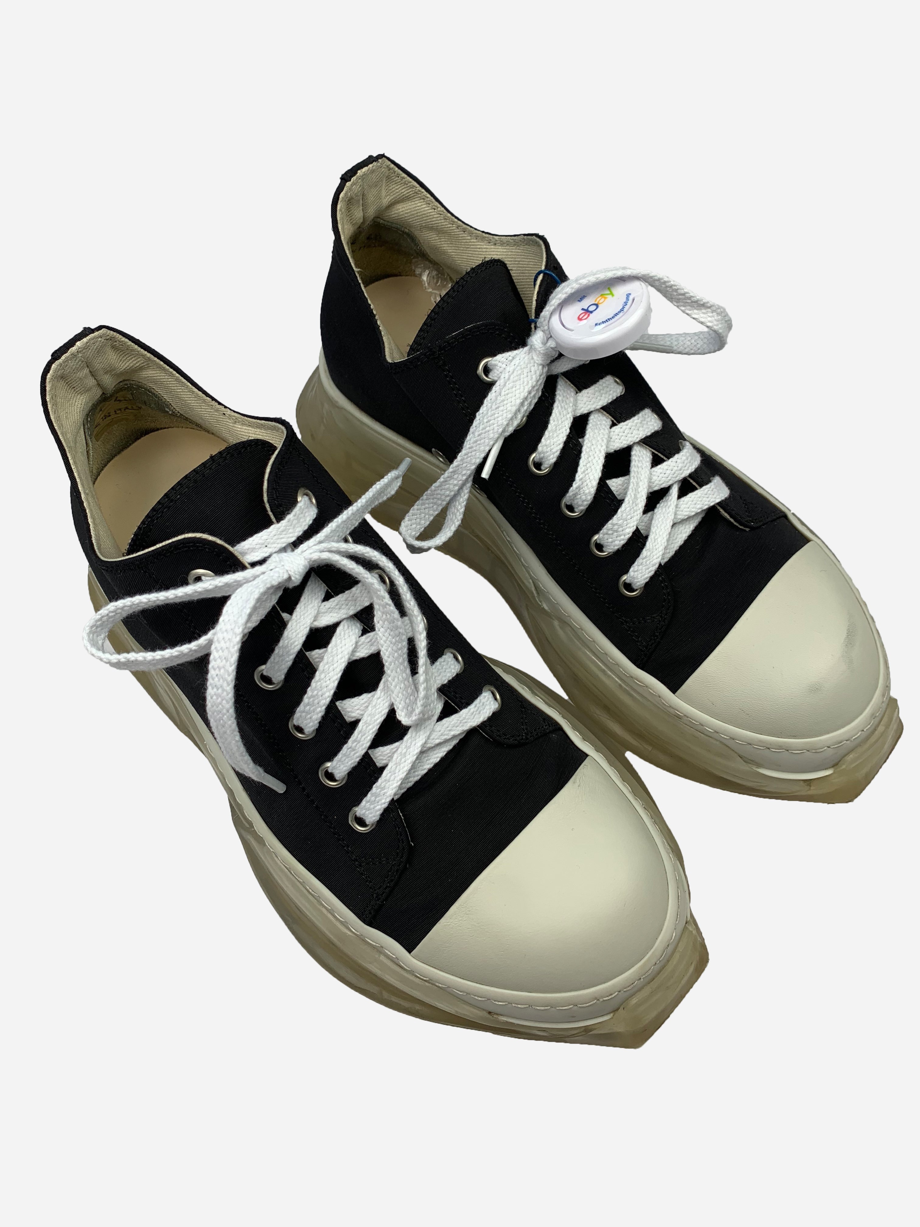 RICK OWENS DRKSHDW ABSTRACT RAMONES LOW WITH CLEAR SOLE. (40