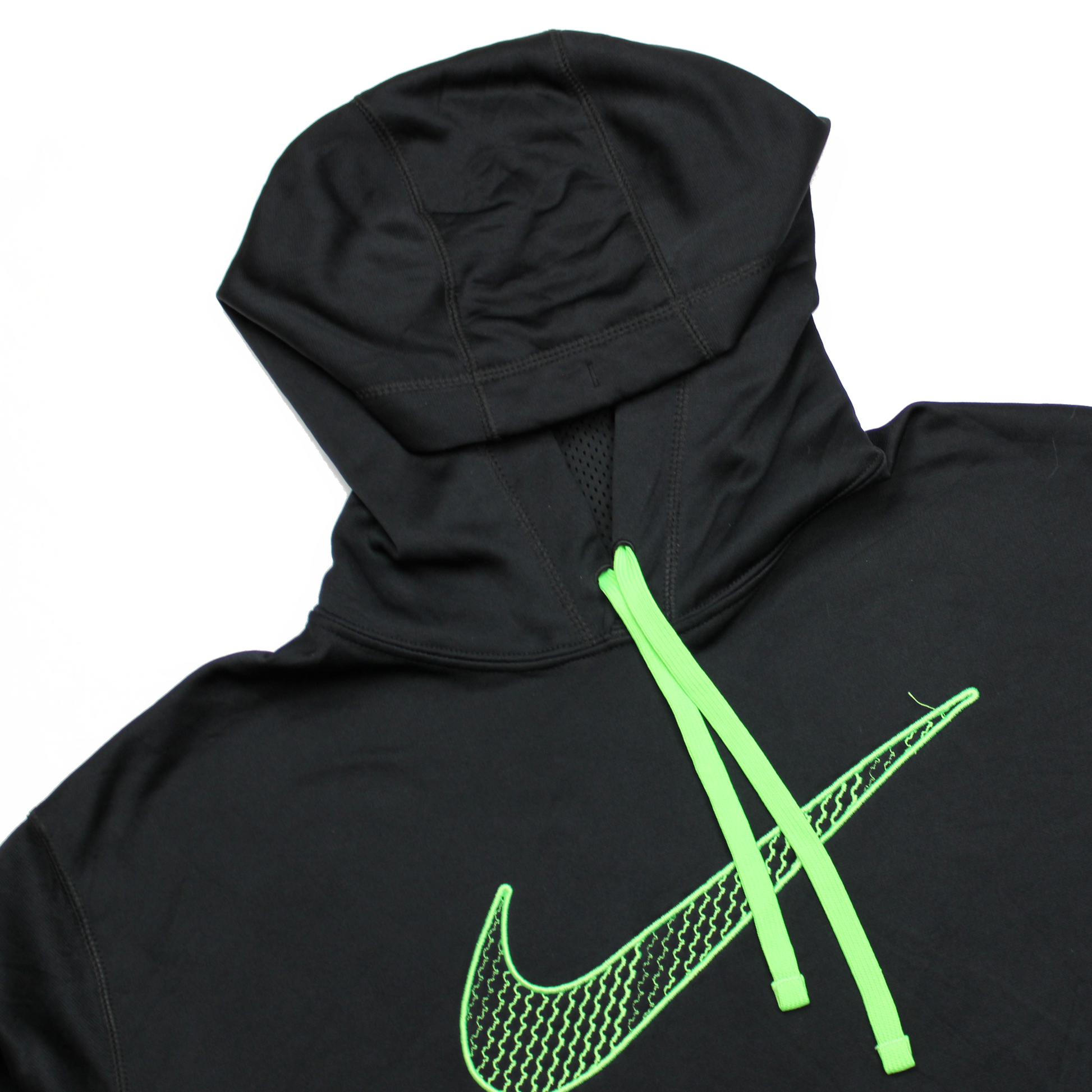 Estación de ferrocarril Arbitraje Torneado Sudadera con capucha NIKE Negro Verde Fluorescente Vintage – Ialuvintage