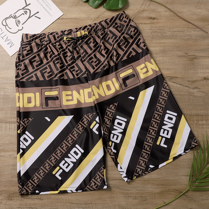 FENDI Beach Pants Letter Logo Print Shorts Hot Spring Resort Sports Pants Casual Five Points Trend B