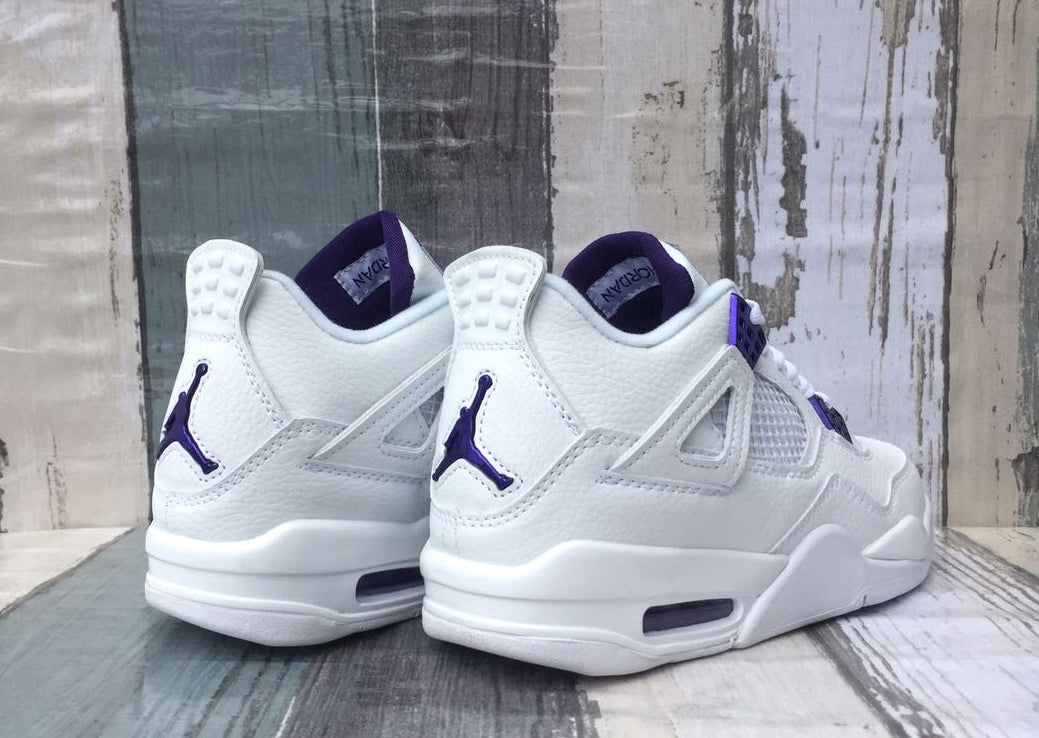 Nike Air Jordan 4鈥淧urple Metallic鈥滲asketball Shoes AJ4 Women's and Men's Running Shoes Casua