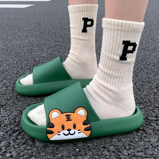 Women Men Summer Slippers Sandals Beach Slides Flip Flops Cartoon Bear Dog Tiger Thick Soled Boys Gi