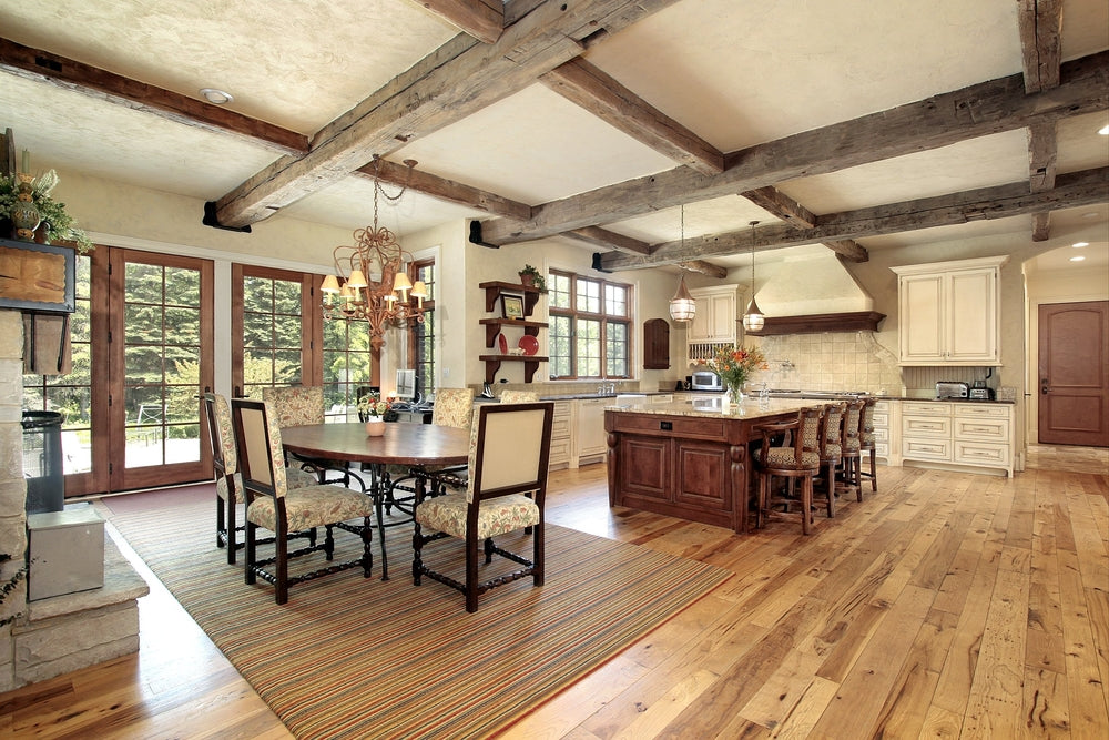 rustic kitchen and dining room