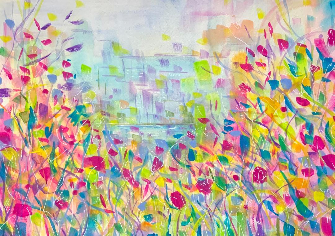Ciudad de colores | Affordable Paintings by Monica Acedo | AcedoArt