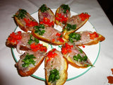 Sardellen Baguette mit Zwiebel und Paprika beim Spanischen Abend