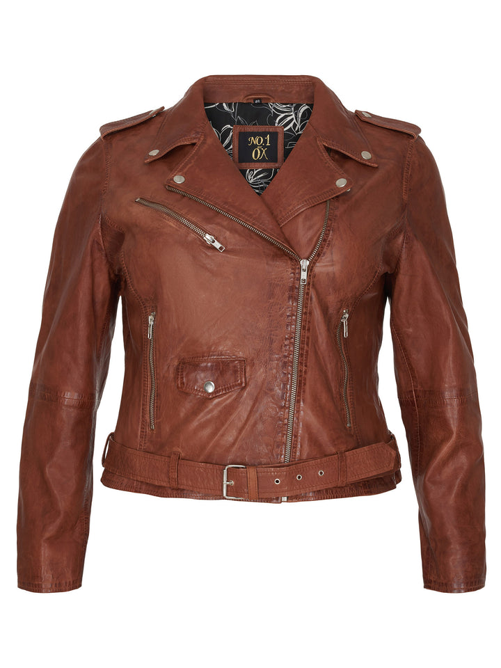 Biker Jakke fra NO1 by OX - cognac