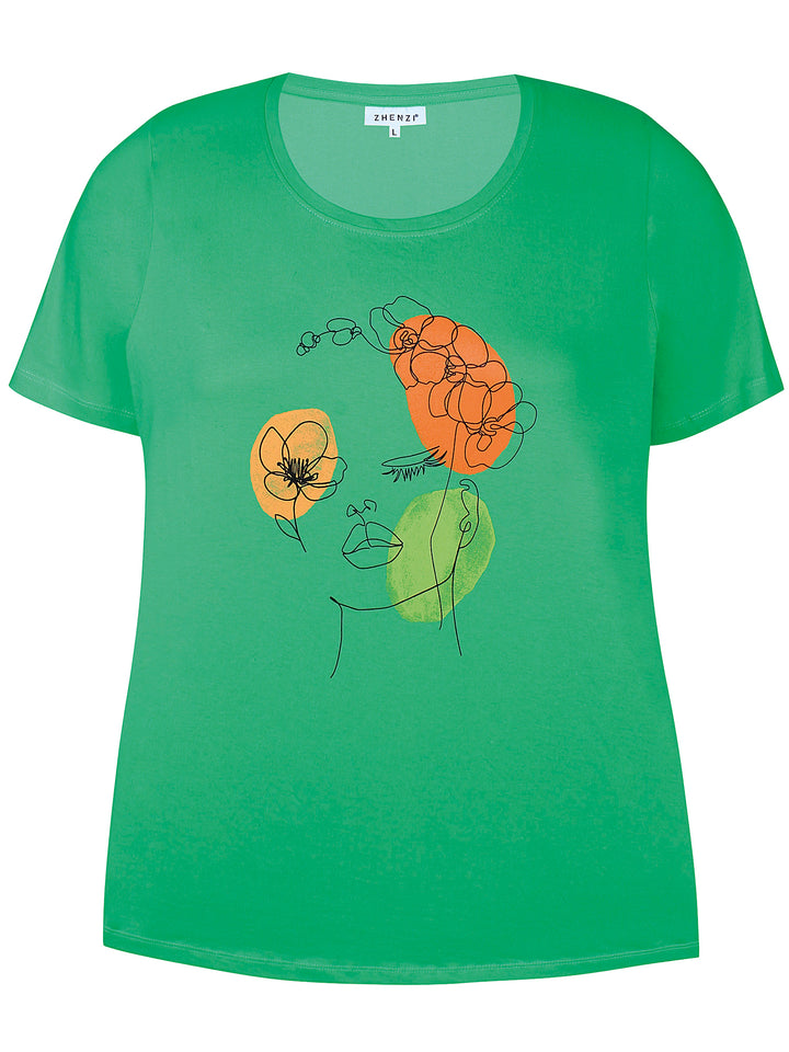 T-shirt m. print fra Zhenzi - grøn