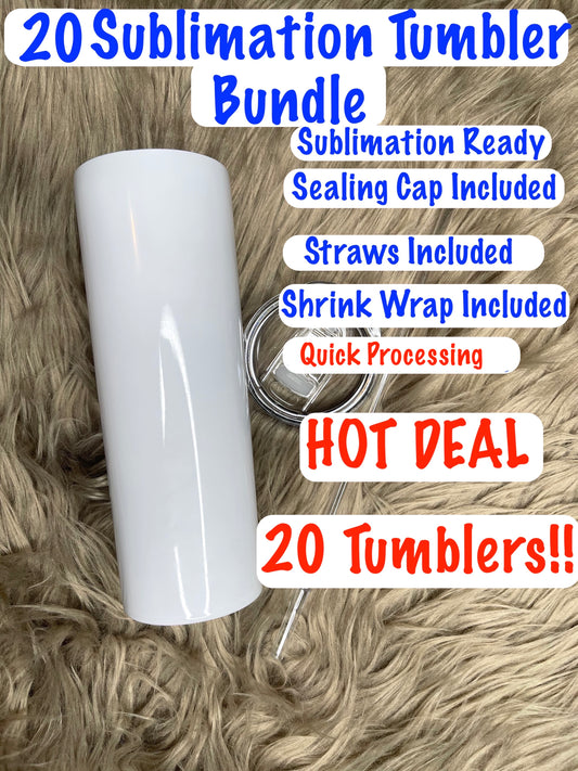 20 oz Sublimation Tumbler 10 pack