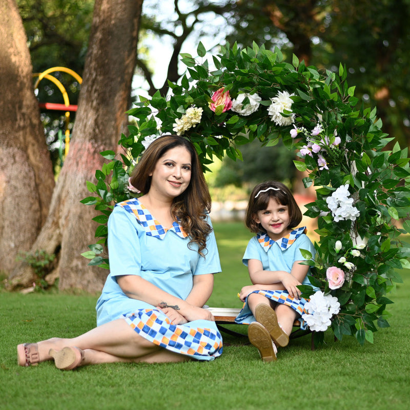 Mom Son And Daughter Ice Blue Co Ord Set Trio – Thesaffronsaga