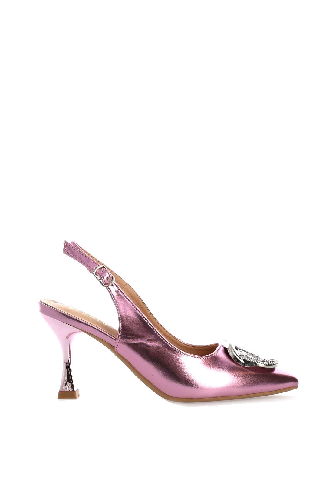 Sorento Ellingham Embellished Sling Back Heeled Shoes, Pink - McElhinneys