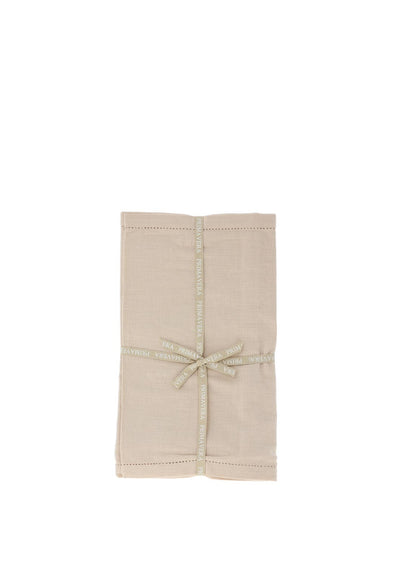SET OF 6 - STONE WASHED LINEN NAPKINS // OLIVE + WHITE TRIM Cloth Napkins  by Cassandra Stearns