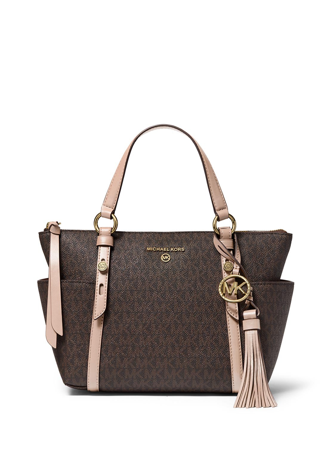 MICHAEL Michael Kors Sullivan Small Top Zip Tote Bag, Brown & Soft Pin -  McElhinneys