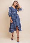 Jovonna Floral Ruched Midi Dress, Blue