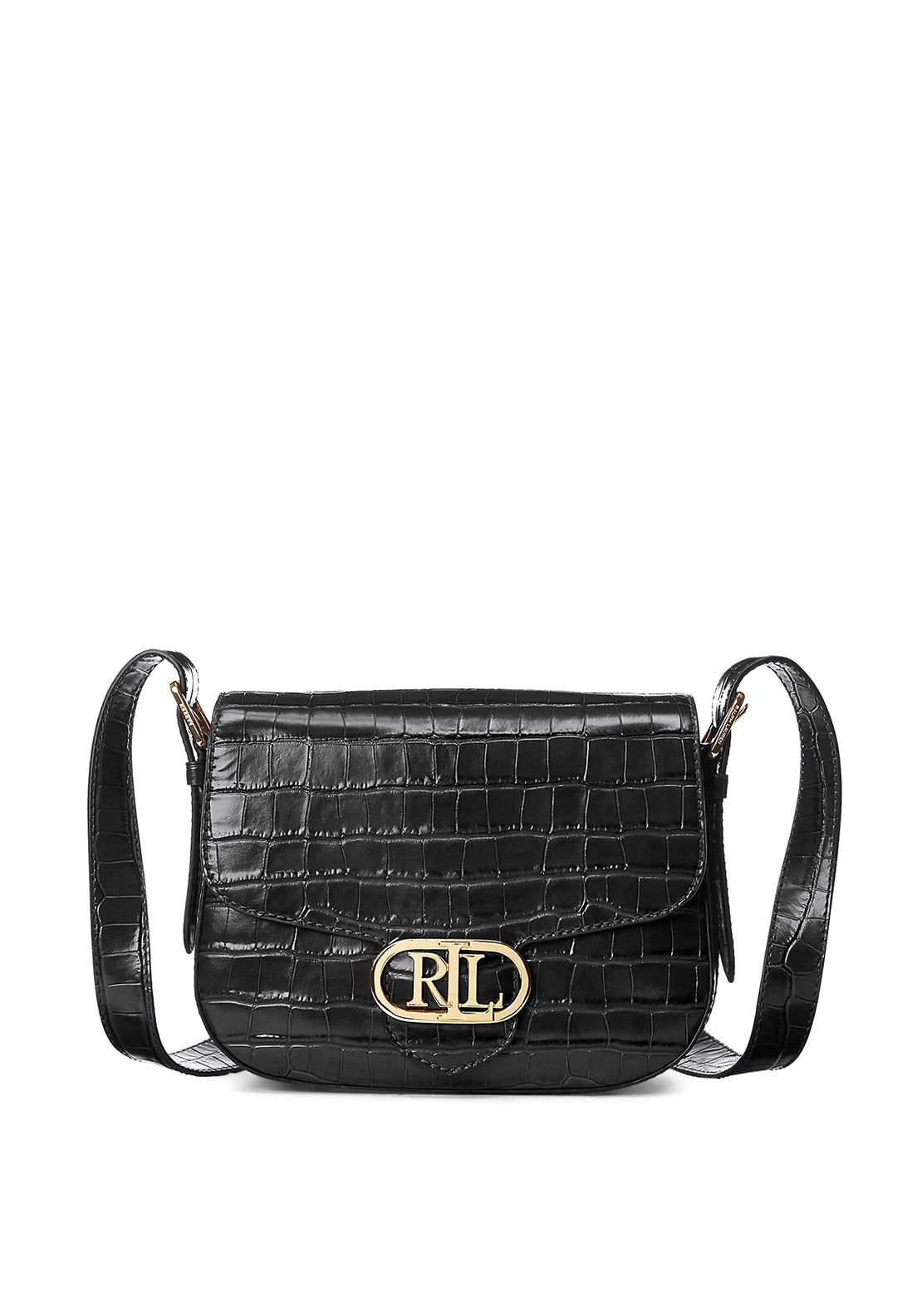 Ralph Lauren Addie Medium Leather Crossbody Bag, Black - McElhinneys