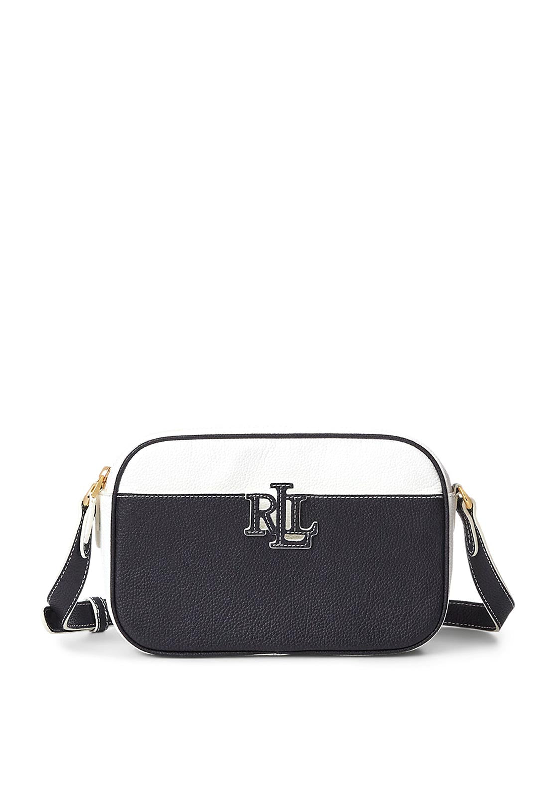 Ralph Lauren Carrie Leather Crossbody Bag, White Navy - McElhinneys