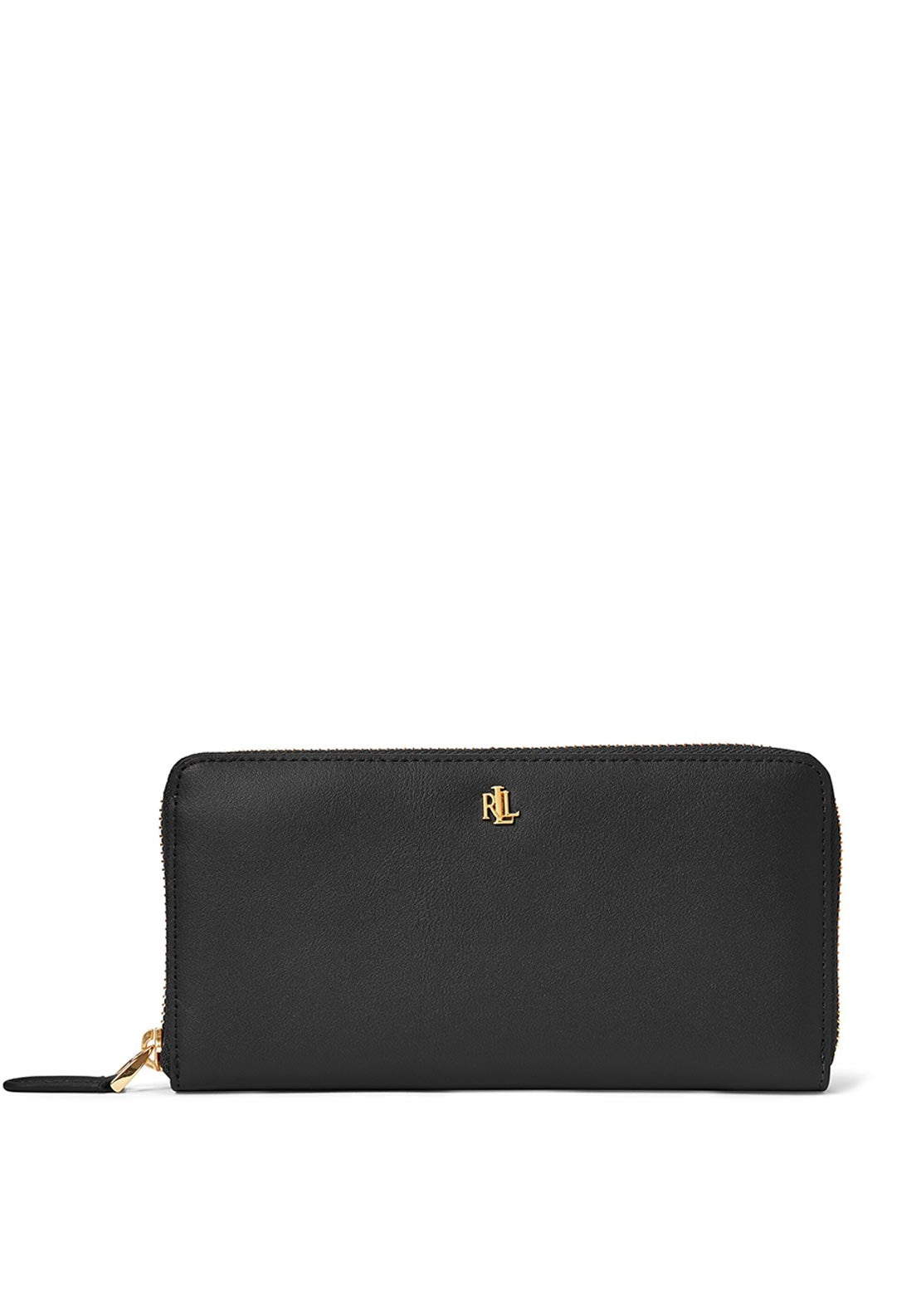 Ralph Lauren Smooth Zip Around Wallet, Black - McElhinneys