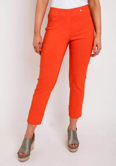 Robell Marie 07 Orange Cropped Trouser in Orange 321