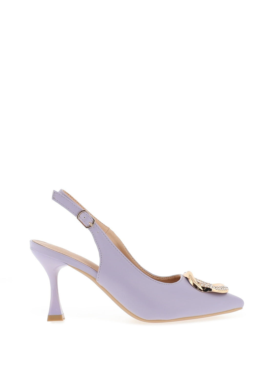 Sorento Ellingham Embellished Sling Back Heeled Shoes, Lilac - McElhinneys