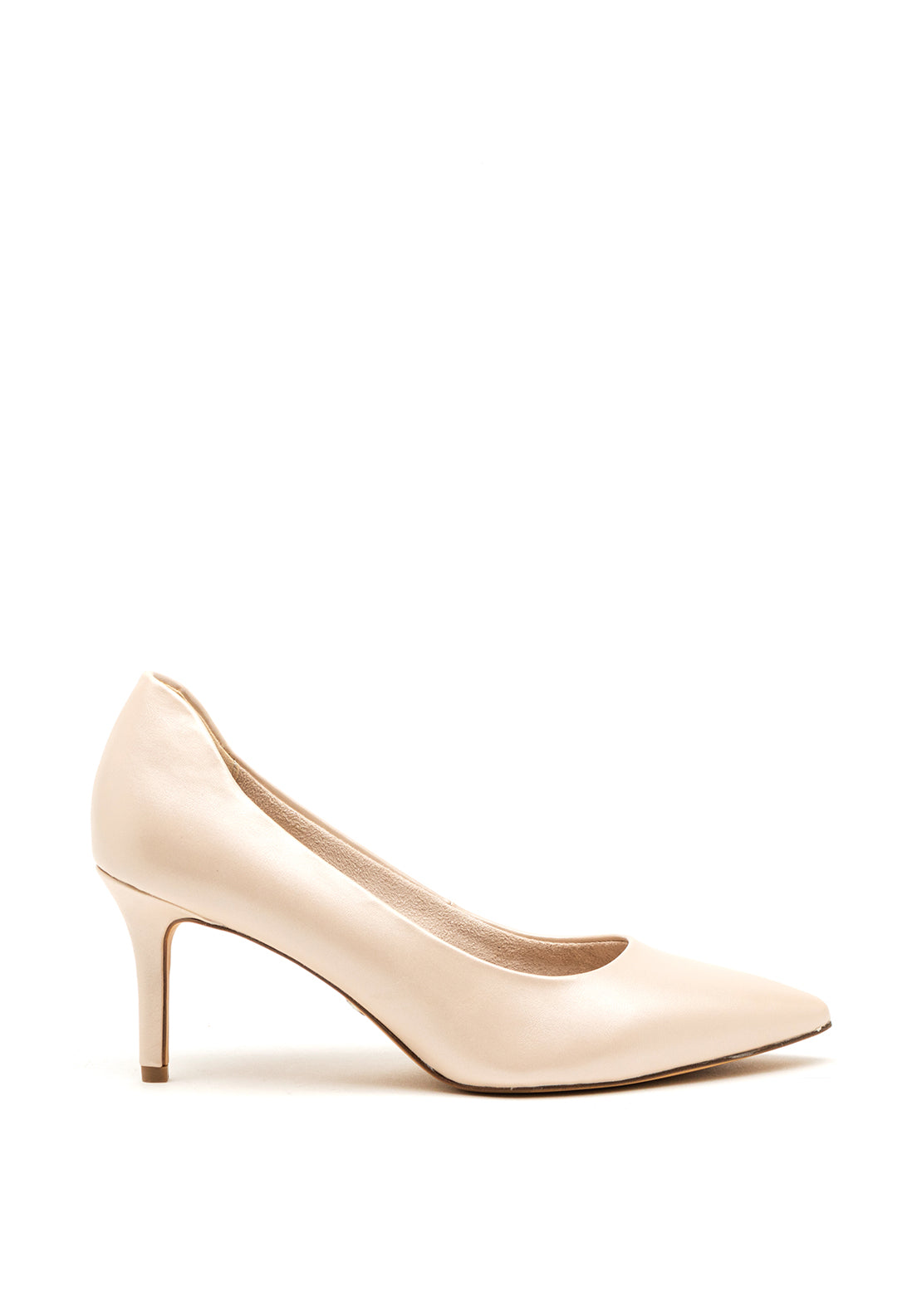 Tamaris Pointed Toe Low Heel Court Shoes, Pearl Pink - McElhinneys