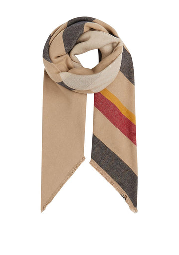 Tommy Hilfiger Colour-Blocked Monogram Blanket Scarf Navy