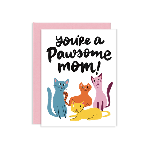 Pawsome Cat Mom mother's day greeting card