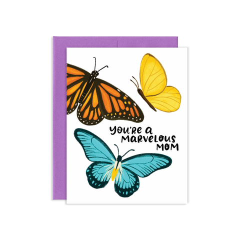 mothers day card with butterflies that says you're a marvelous mom