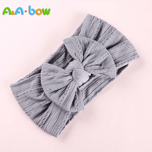 1pcs Cable Knit Nylon Bow Headwrap, One size fits all