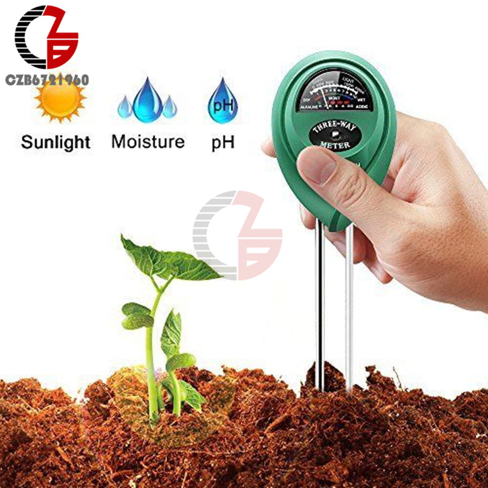 3 in 1 Soil PH Meter Sunlight PH Tester Garden Flowers Soil Moisture Sensor