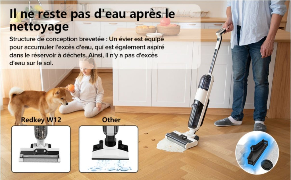 Redkey W12 en TEST: L'aspirateur balai serpillière 3 en 1